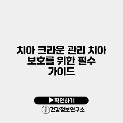 치아 크라운 관리 치아 보호를 위한 필수 가이드