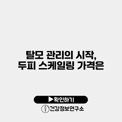 탈모 관리의 시작, 두피 스케일링 가격은?