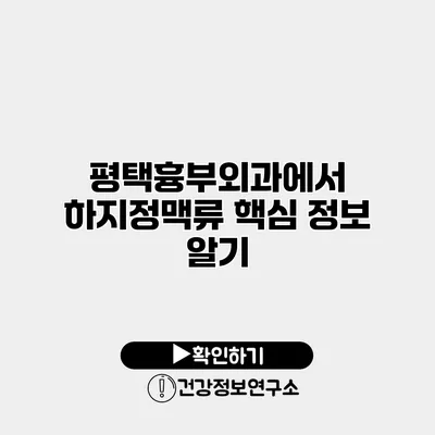 평택흉부외과에서 하지정맥류 핵심 정보 알기