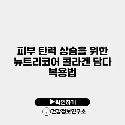 피부 탄력 상승을 위한 뉴트리코어 콜라겐 담다 복용법