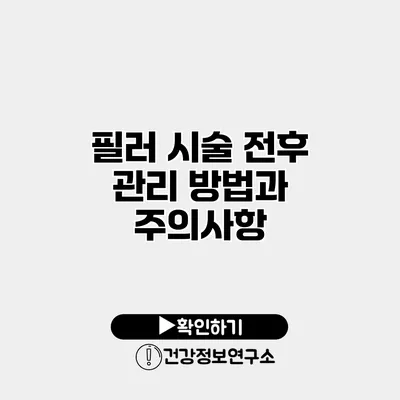 필러 시술 전후 관리 방법과 주의사항