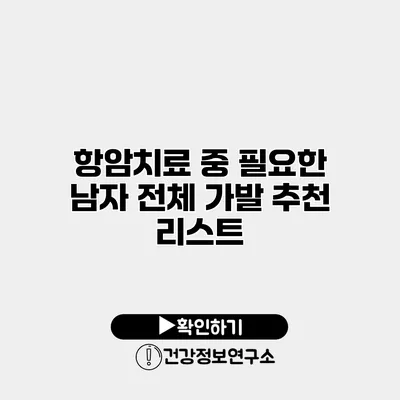 항암치료 중 필요한 남자 전체 가발 추천 리스트