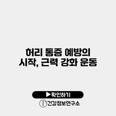 허리 통증 예방의 시작, 근력 강화 운동