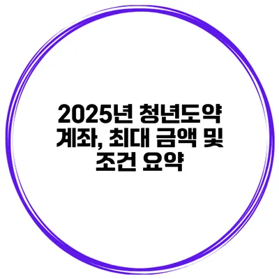 2025년 청년도약 계좌, 최대 금액 및 조건 요약
