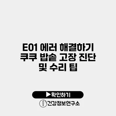 E01 에러 해결하기 쿠쿠 밥솥 고장 진단 및 수리 팁