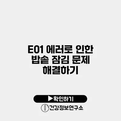 E01 에러로 인한 밥솥 잠김 문제 해결하기