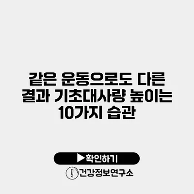 같은 운동으로도 다른 결과 기초대사량 높이는 10가지 습관