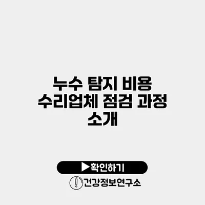 누수 탐지 비용 수리업체 점검 과정 소개