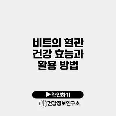 비트의 혈관 건강 효능과 활용 방법