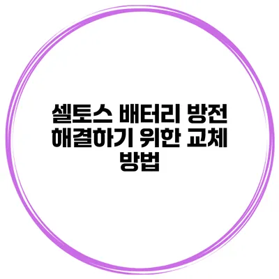 셀토스 배터리 방전 해결하기 위한 교체 방법