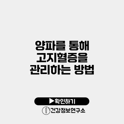 양파를 통해 고지혈증을 관리하는 방법