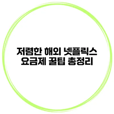 저렴한 해외 넷플릭스 요금제 꿀팁 총정리