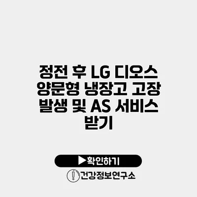 정전 후 LG 디오스 양문형 냉장고 고장 발생 및 AS 서비스 받기