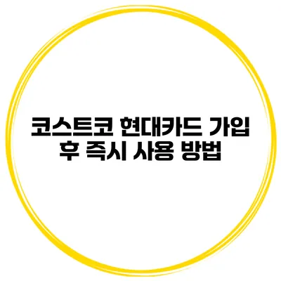 코스트코 현대카드 가입 후 즉시 사용 방법
