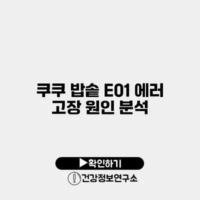 쿠쿠 밥솥 E01 에러 고장 원인 분석
