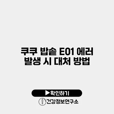 쿠쿠 밥솥 E01 에러 발생 시 대처 방법