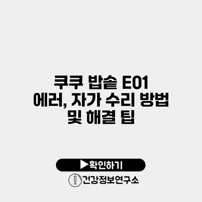 쿠쿠 밥솥 E01 에러, 자가 수리 방법 및 해결 팁