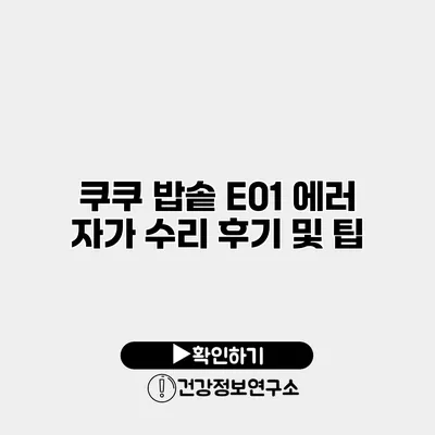 쿠쿠 밥솥 E01 에러 자가 수리 후기 및 팁