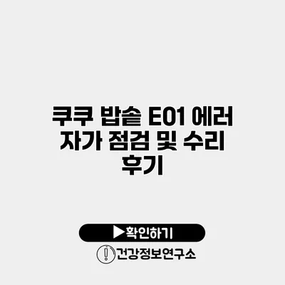 쿠쿠 밥솥 E01 에러 자가 점검 및 수리 후기
