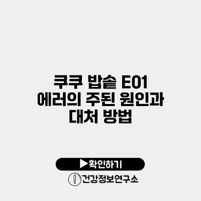 쿠쿠 밥솥 E01 에러의 주된 원인과 대처 방법