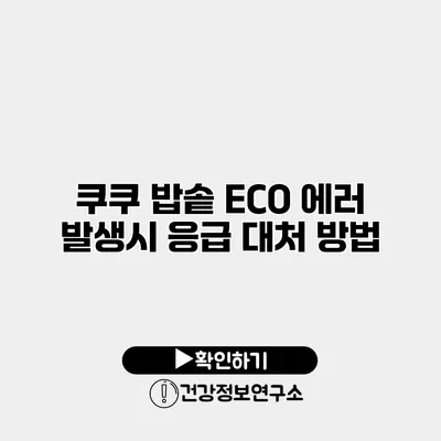 쿠쿠 밥솥 ECO 에러 발생시 응급 대처 방법