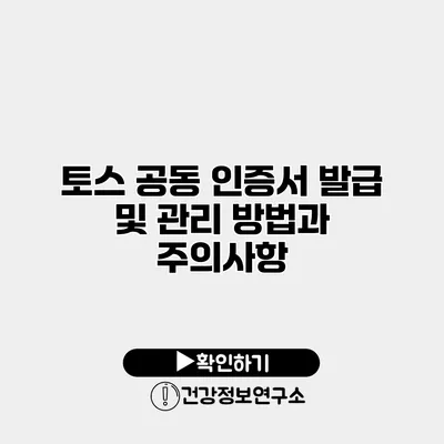 토스 공동 인증서 발급 및 관리 방법과 주의사항
