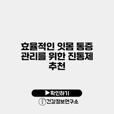 효율적인 잇몸 통증 관리를 위한 진통제 추천